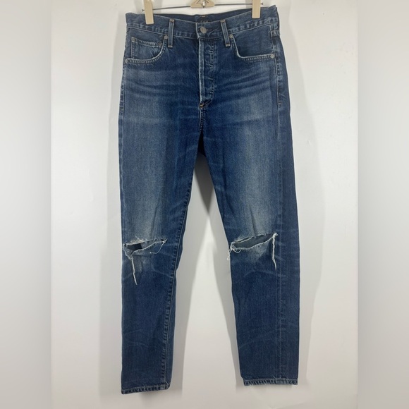 Citizens of Humanity Liya High Rise Classic Fit Crop Dark Blue Button Fly 26 - Picture 3 of 4